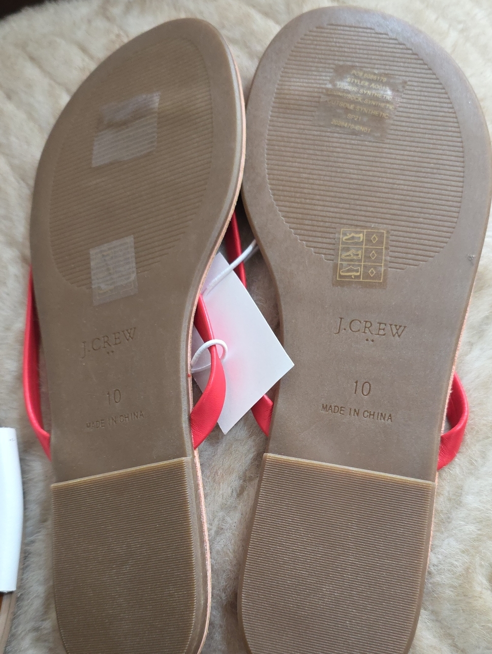 Bundle Of 3 Pairs J. Crew Women's Coral and White Strappy Sandals - Picture 4 of 10